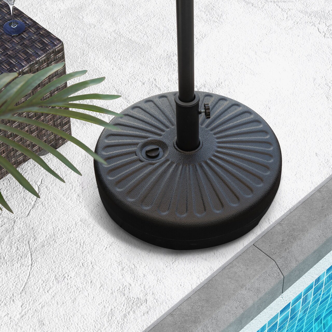 20 Inch Fill-able Heavy-Duty Round Umbrella Base Stand with Metal Supporting Pole